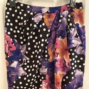 Yoana Baraschi Anthropologie Purple Beryl Floral Polka Dot Pencil Skirt Sz 2 NEW